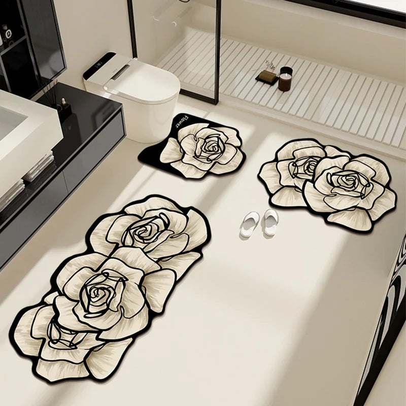Set de tapis de salle de bain motif floral