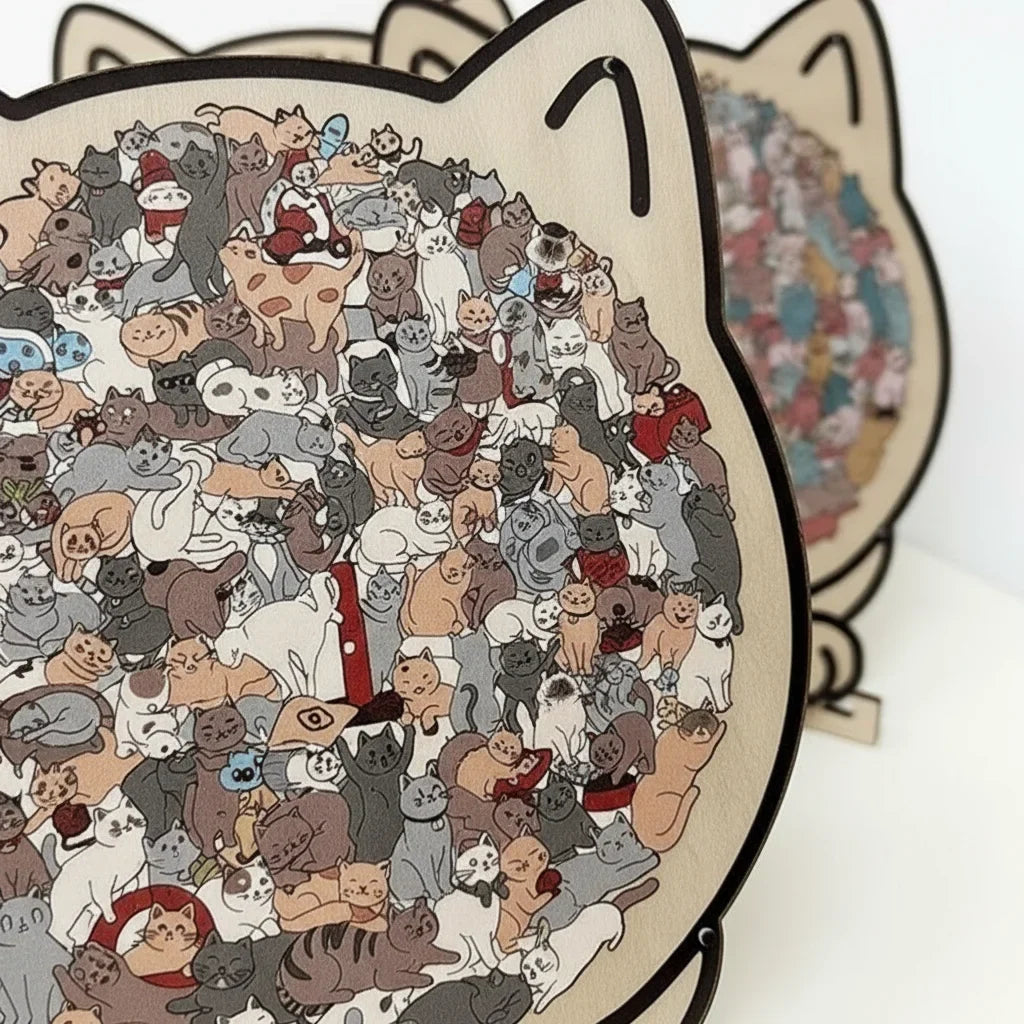 Puzzle en bois motif chat pour loisirs créatifs