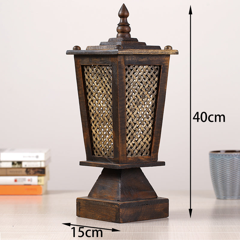 Lampe à poser rétro en bois & bambou - Style chevet (vue 6) - Nesty
