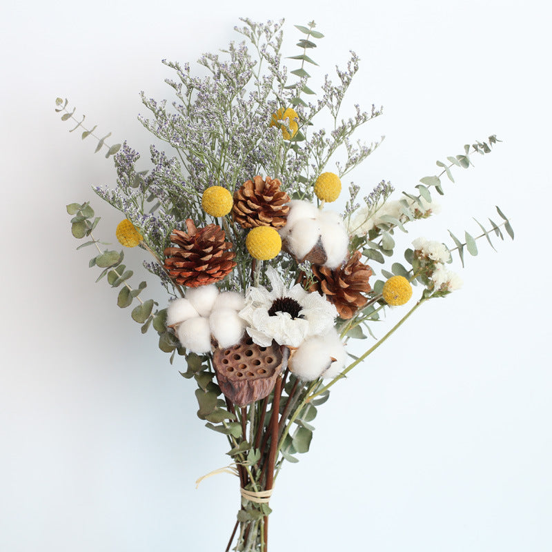 Bouquet de fleurs séchées coton eucalyptus et roses Nesty - Composition champêtre (vue 5)