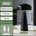 Lampe nomade champignon en céramique Nesty - Coloris noir, fiche technique avec dimensions et câble USB-C