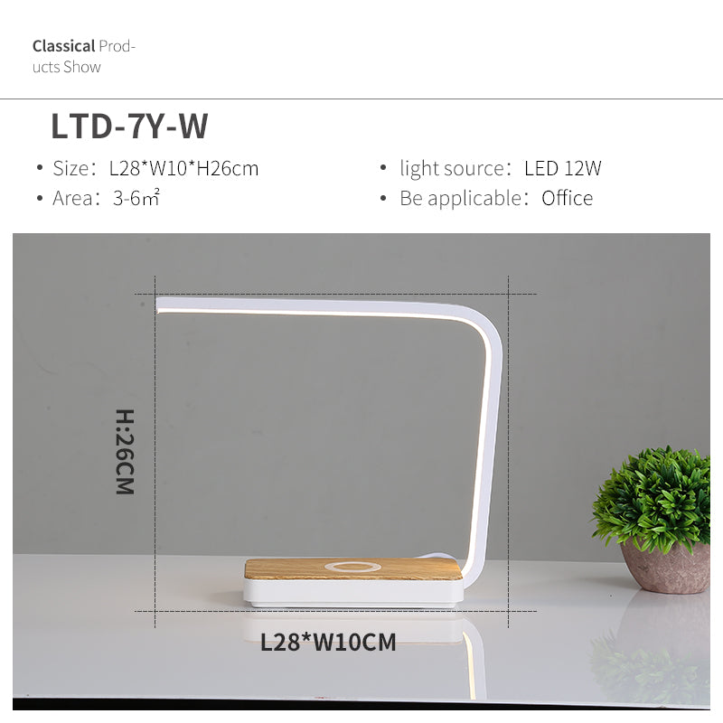 Lampe de chevet en métal Nesty - Fiche dimensions modèle LTD-7Y-W, blanc