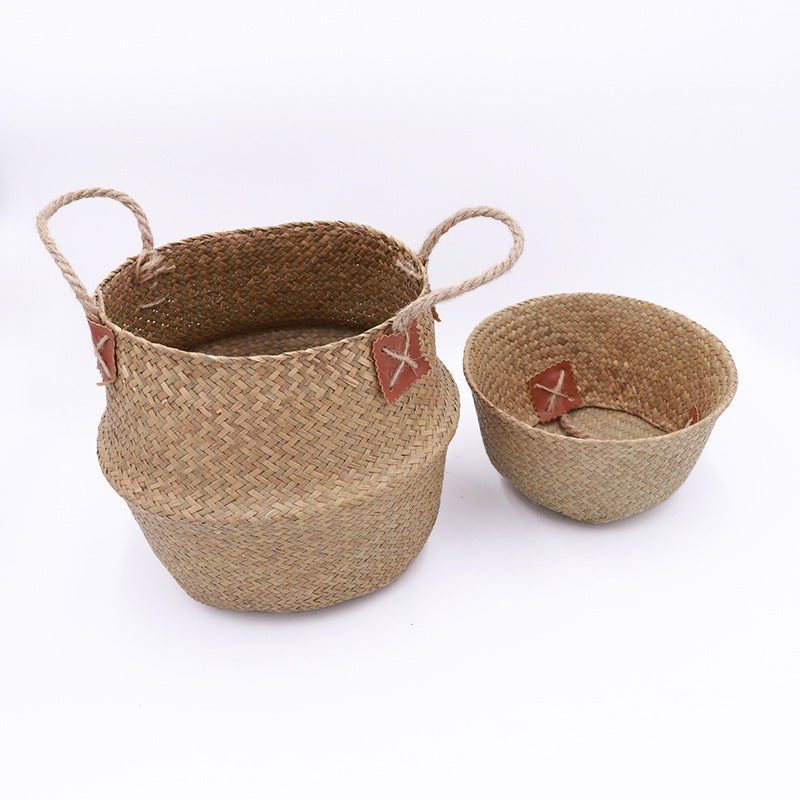 Panier en jonc de mer tressé main Nesty - Cache-pot ou rangement naturel style nordique (vue 5)