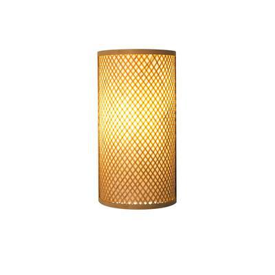 Applique murale en bambou et bois Nesty - Vue de face, motif tressé en bambou naturel