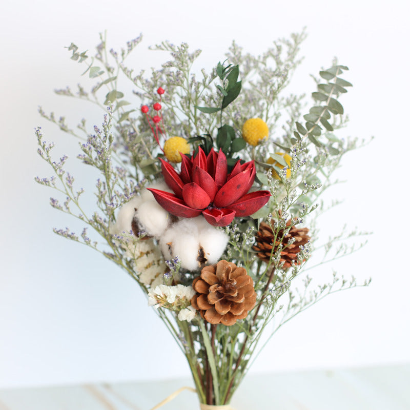 Bouquet de fleurs séchées coton eucalyptus et roses Nesty - Composition champêtre (vue 13)