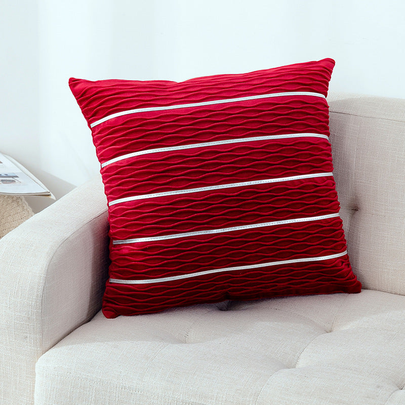 Housse de coussin en velours rayé Nesty - Élégance feutrée 45x45 cm (vue 5)