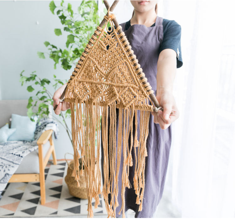 Suspension murale en macramé coton naturel Nesty - Tenture bohème faite main (vue 5)