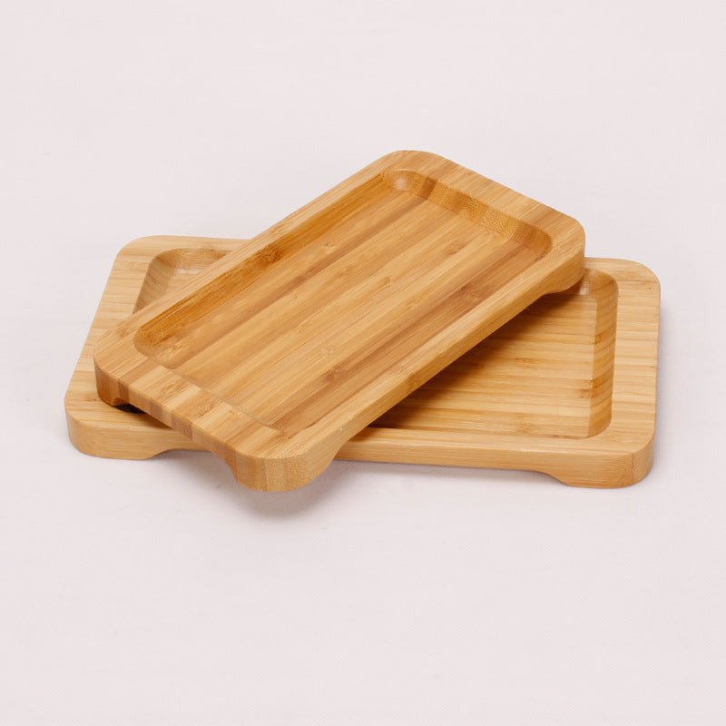 Plateau rectangulaire en bambou Nesty - Modèle à bord relevé, deux tailles empilées