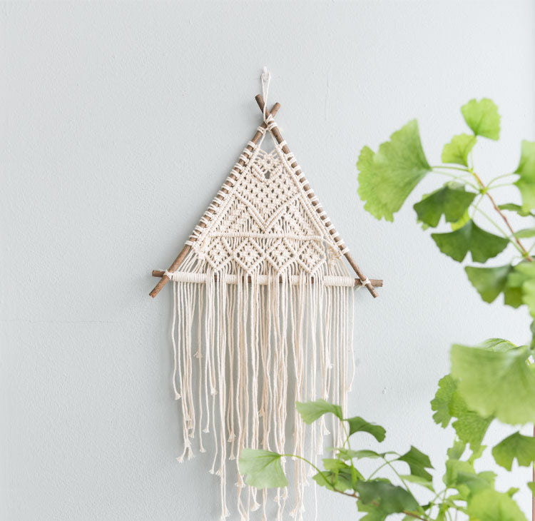 Suspension murale en macramé coton naturel Nesty - Tenture bohème faite main (vue 8)