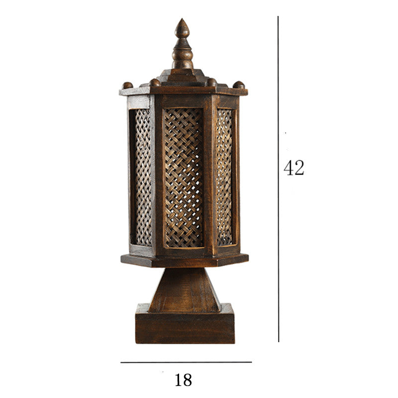 Lampe à poser rétro en bois & bambou - Style chevet (vue 8) - Nesty