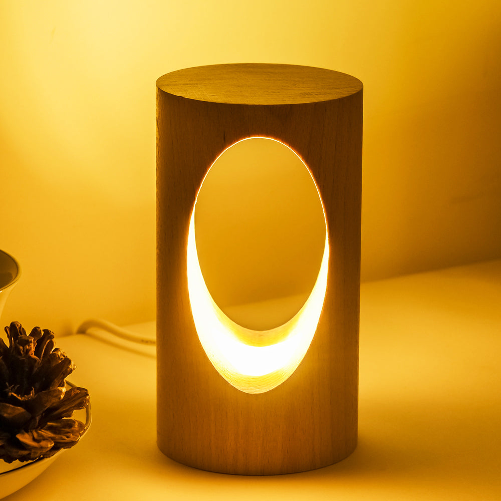 Lampe de lecture LED en bois massif Nesty - Veilleuse USB ronde (vue 5)