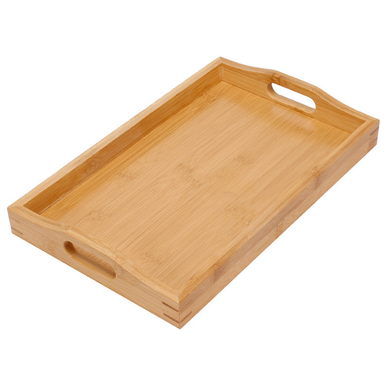 Plateau rectangulaire en bambou Nesty - Modèle à poignées échancrées, vue de face