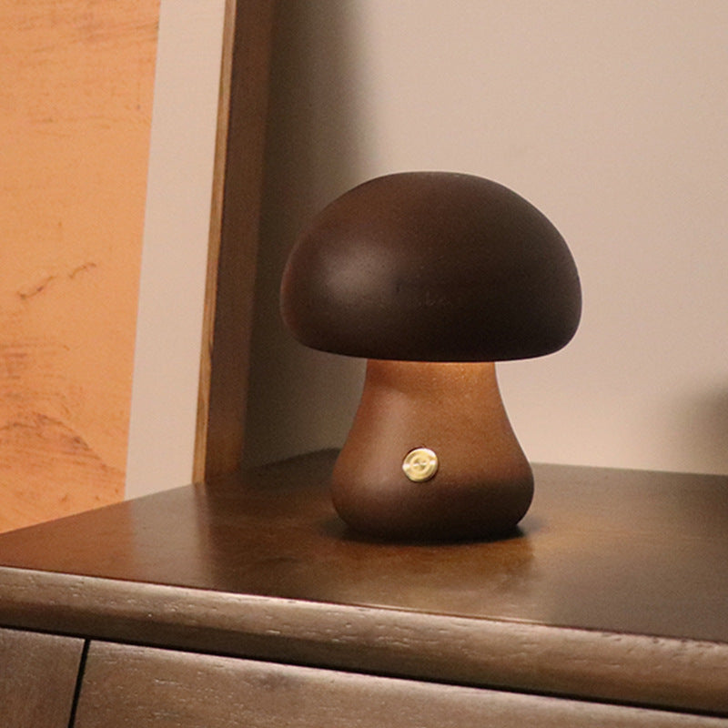 Lampe champignon LED en bois - Touch switch - Veilleuse chevet (vue 6) - Nesty