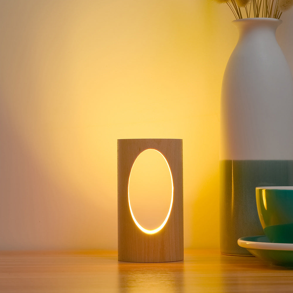 Lampe de lecture LED en bois massif - Veilleuse USB ronde - Nesty