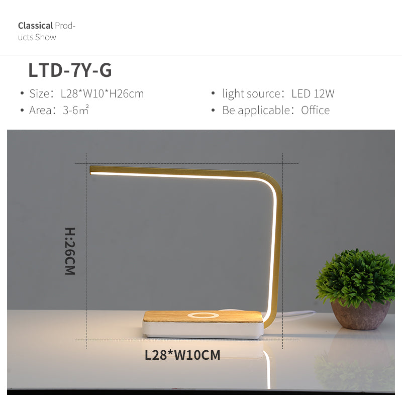 Lampe de chevet en métal Nesty - Fiche dimensions modèle LTD-7Y-G, doré
