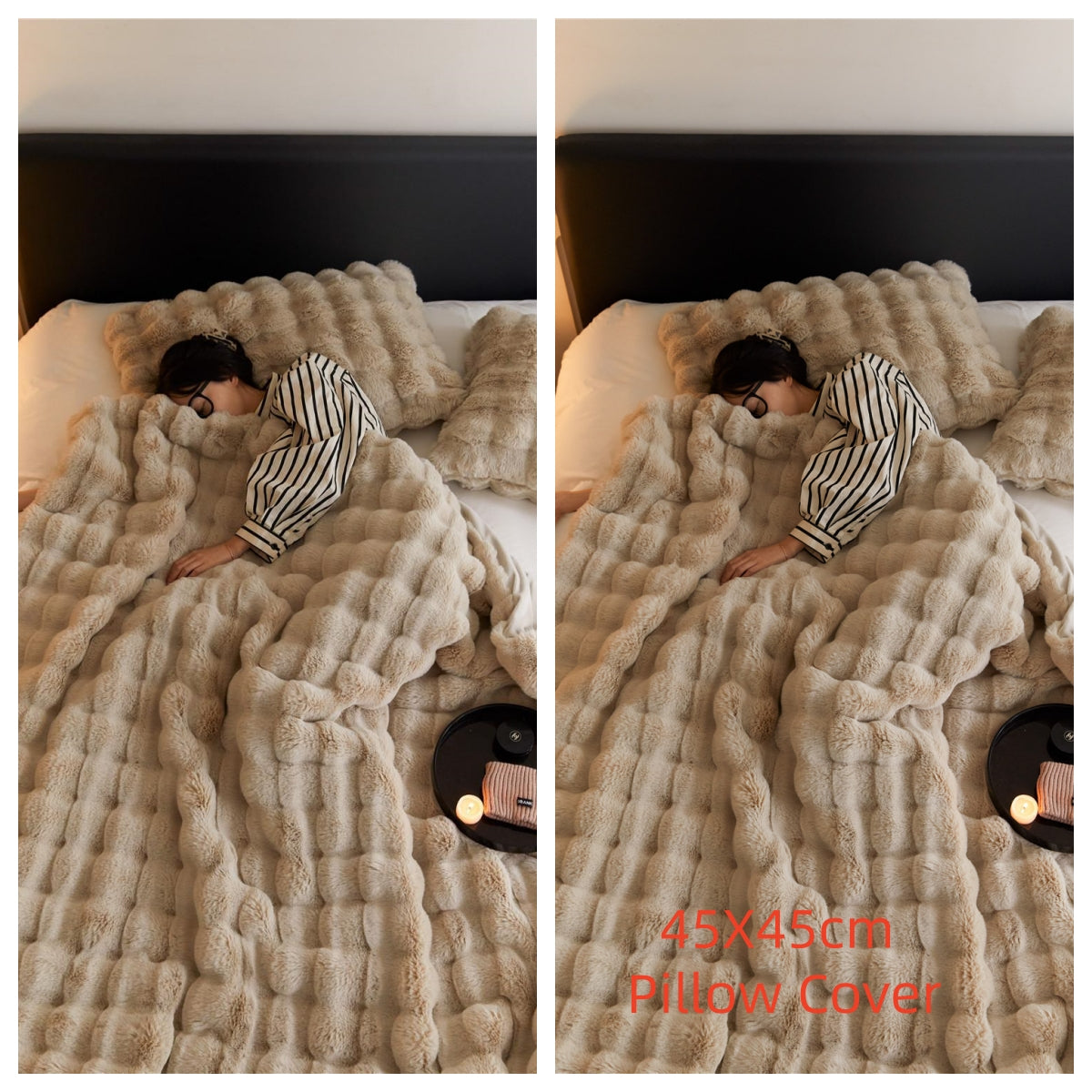 Plaid en velours rabbit Nesty - Couverture moelleuse - Tons doux (vue 11)