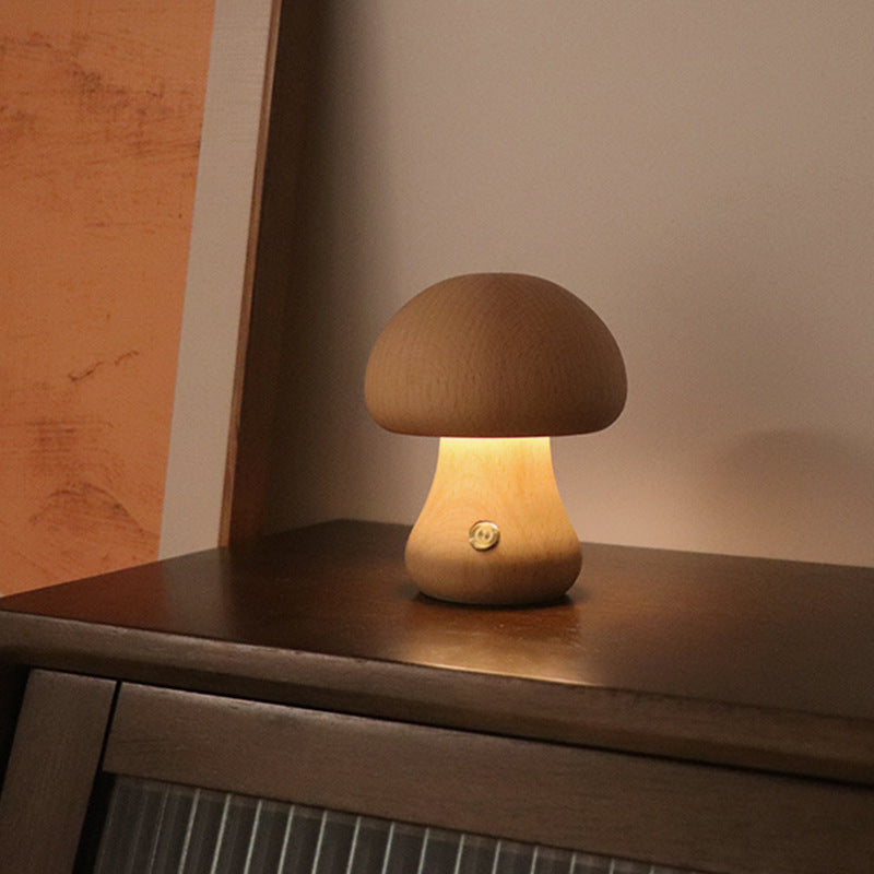 Lampe champignon LED en bois - Touch switch - Veilleuse chevet (vue 9) - Nesty