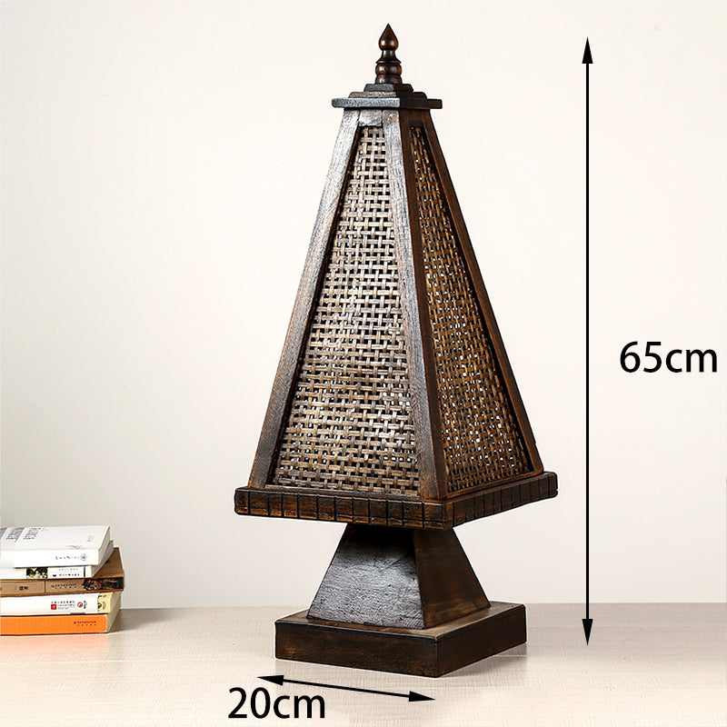 Lampe à poser rétro en bois & bambou - Style chevet (vue 9) - Nesty