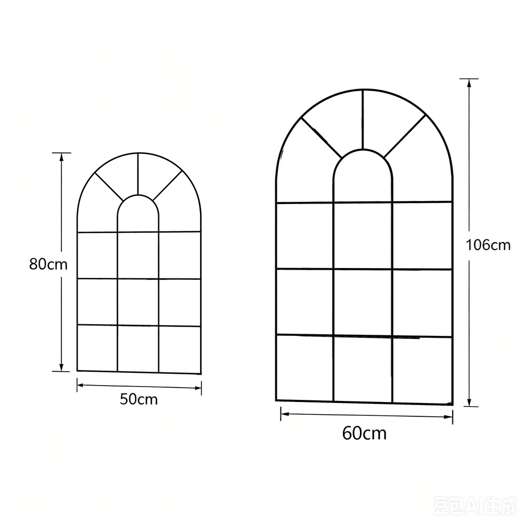 Miroir fenêtre cintré — cadre noir rustique - Nesty (vue 3)