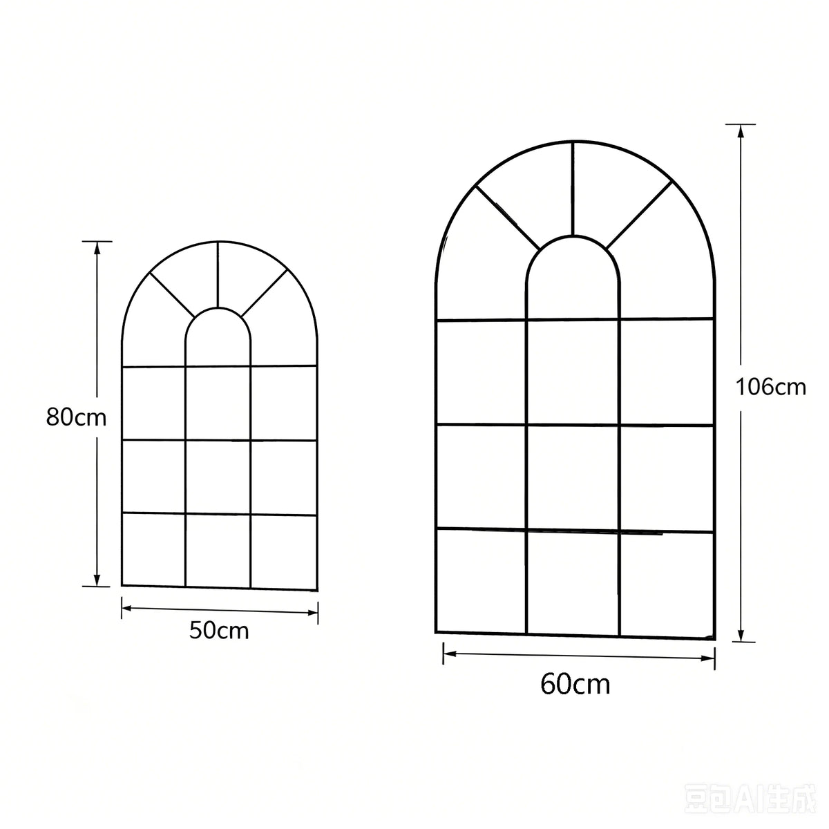 Miroir fenêtre cintré — cadre noir rustique - Nesty (vue 3)