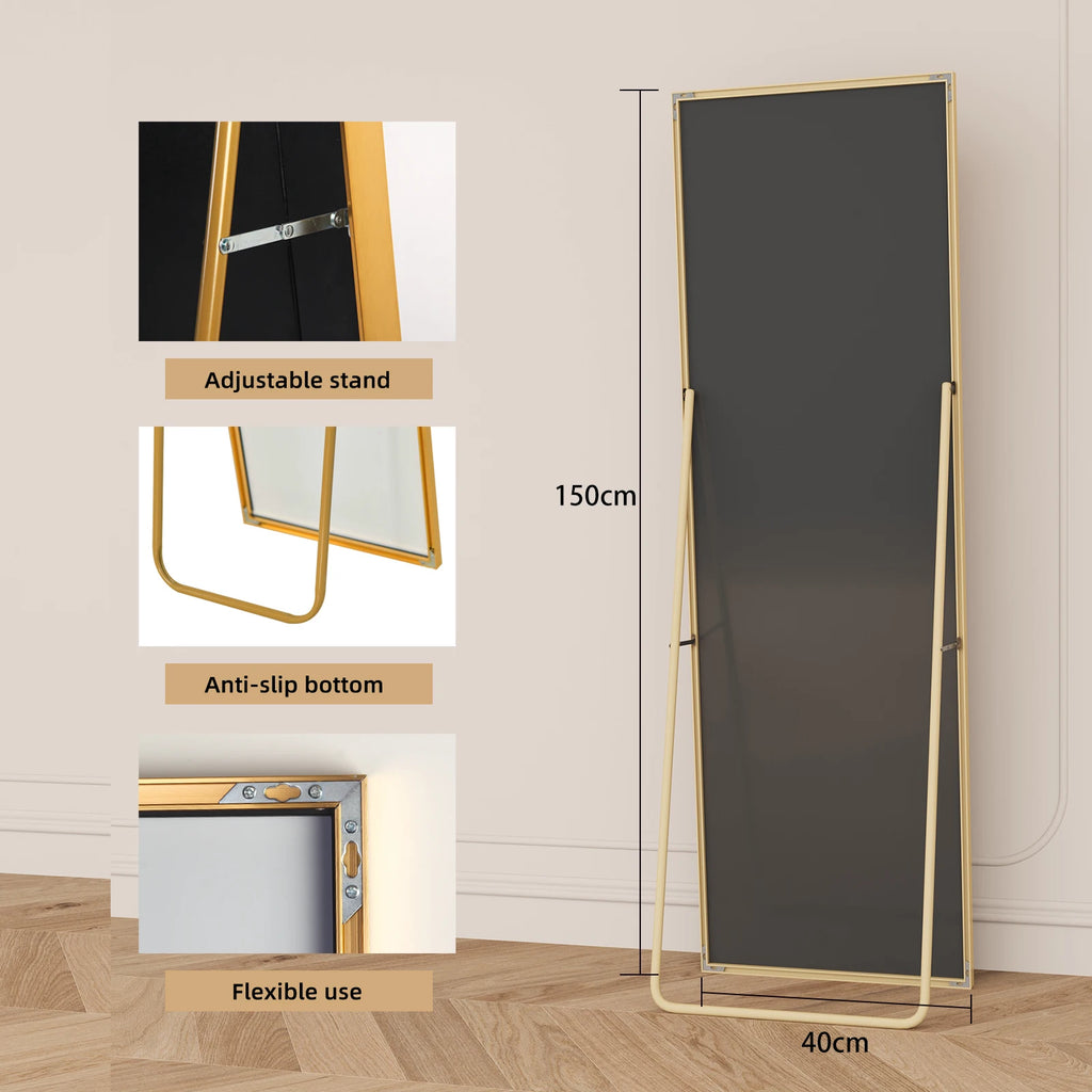Miroir psyché doré 150 x 40 cm — cadre en aluminium (vue 6) - Nesty