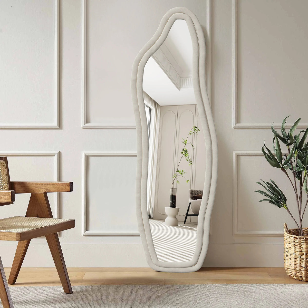 Miroir psyché ondulé 140 x 45 cm — bordure en velours (vue 9) - Nesty