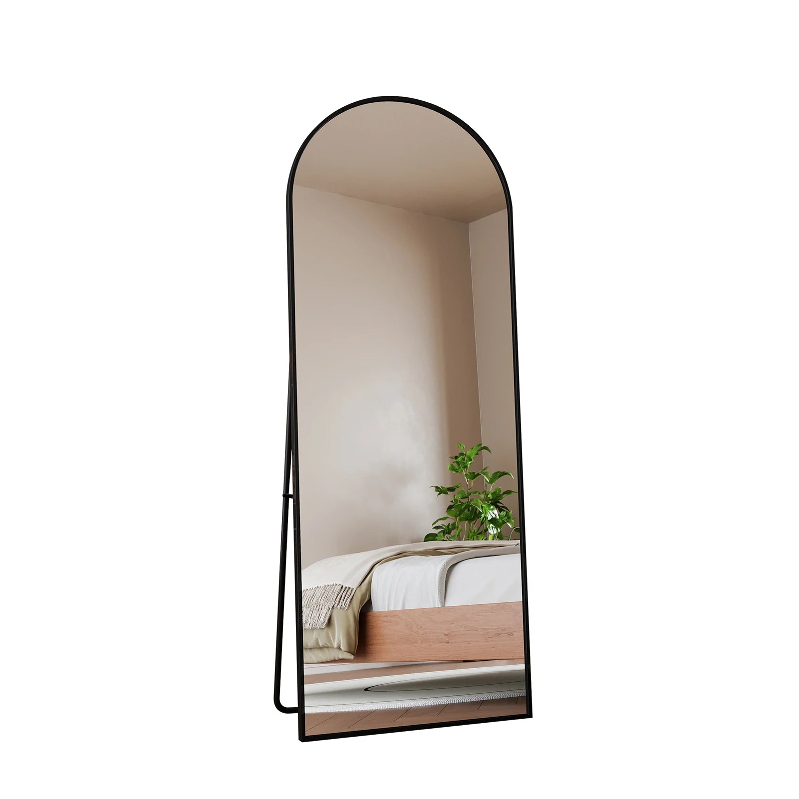 Miroir sur pied cintré noir Nesty - Support intégré (vue 8)