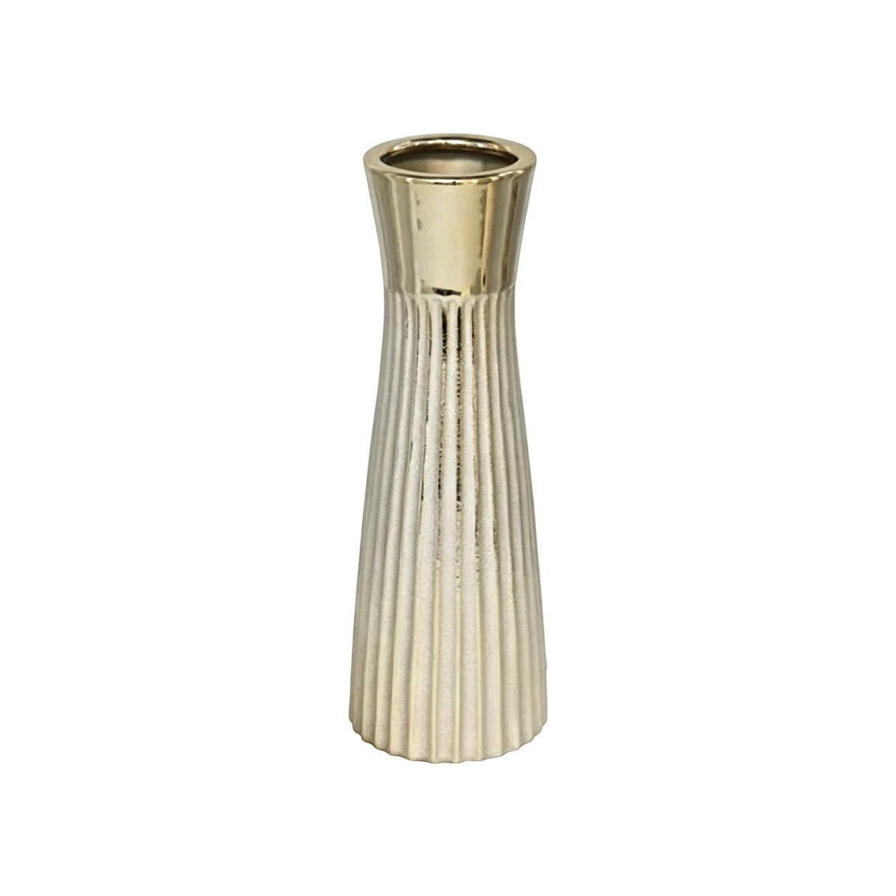 Vase en céramique à texture côtelée, or ou blanc - Nesty (vue 9)