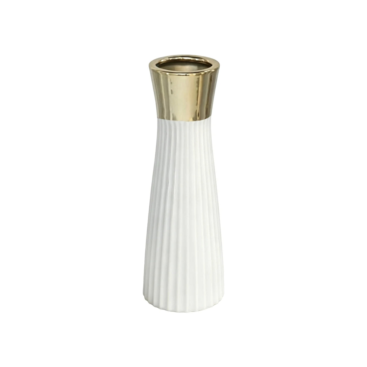 Vase en céramique à texture côtelée, or ou blanc - Nesty (vue 10)