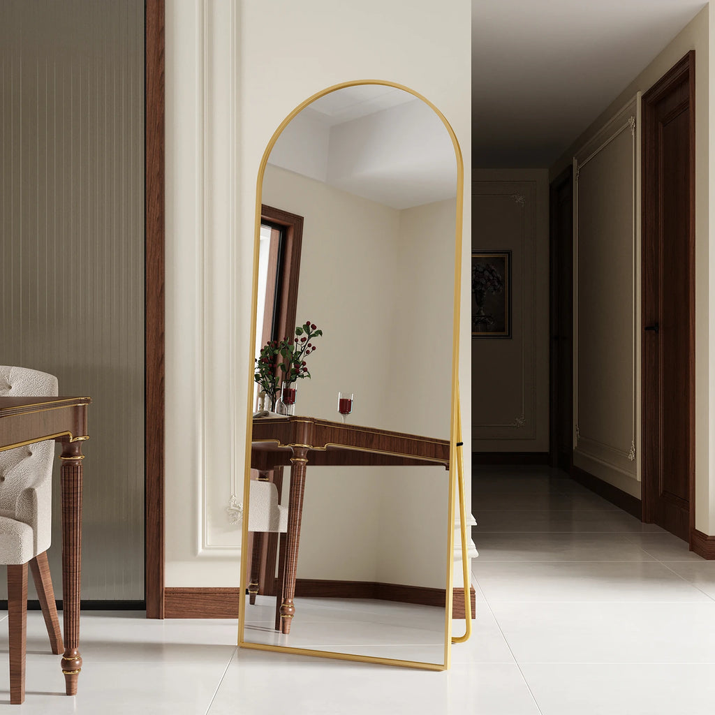 Miroir psyché cintré doré Nesty - Sur pied (vue 6)