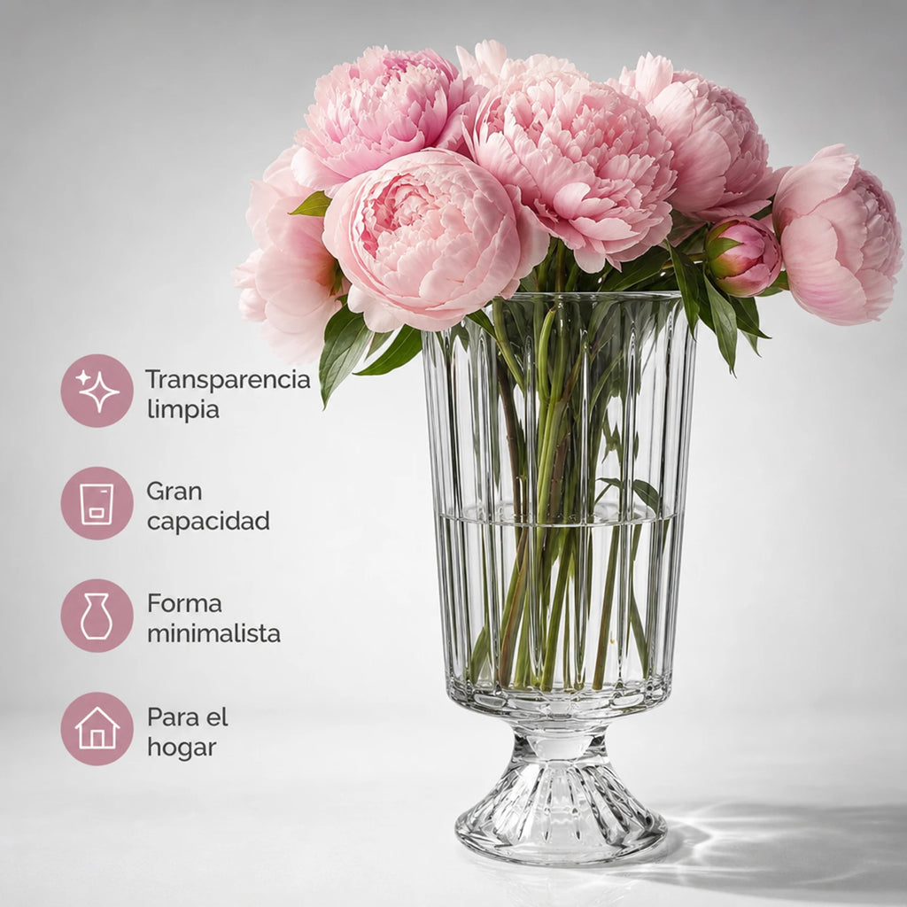 Vase en verre transparent à reliefs verticaux, 23 cm - Nesty (vue 3)
