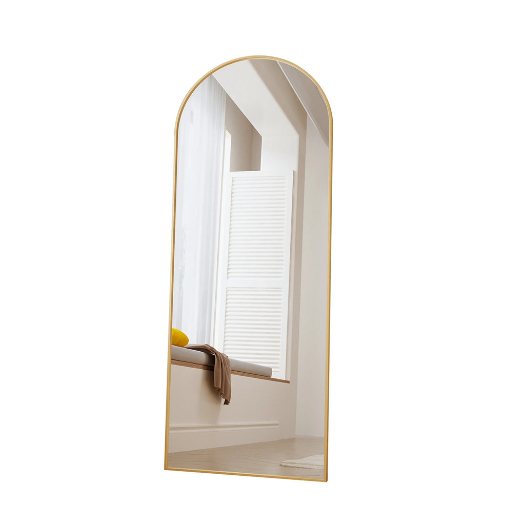 Miroir psyché cintré doré Nesty - Sur pied (vue 8)