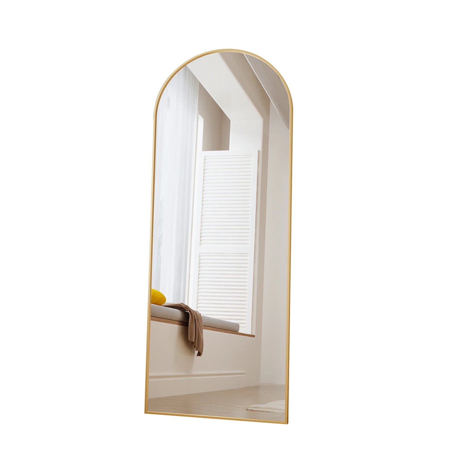 Miroir psyché cintré doré Nesty - Sur pied (vue 8)