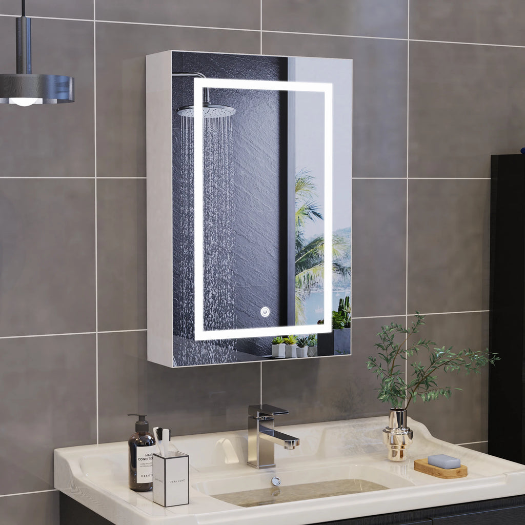 Armoire miroir de salle de bain avec éclairage LED et étagères (vue 7) - Nesty