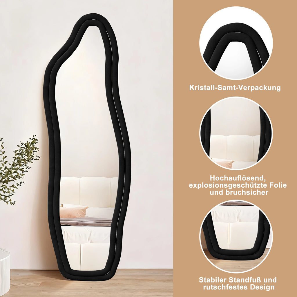 Miroir psyché ondulé 140 x 45 cm — bordure en velours (vue 5) - Nesty