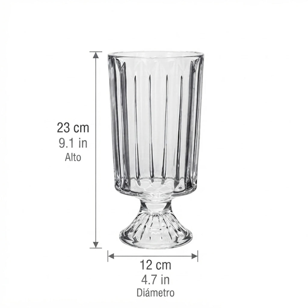 Vase en verre transparent à reliefs verticaux, 23 cm - Nesty (vue 2)