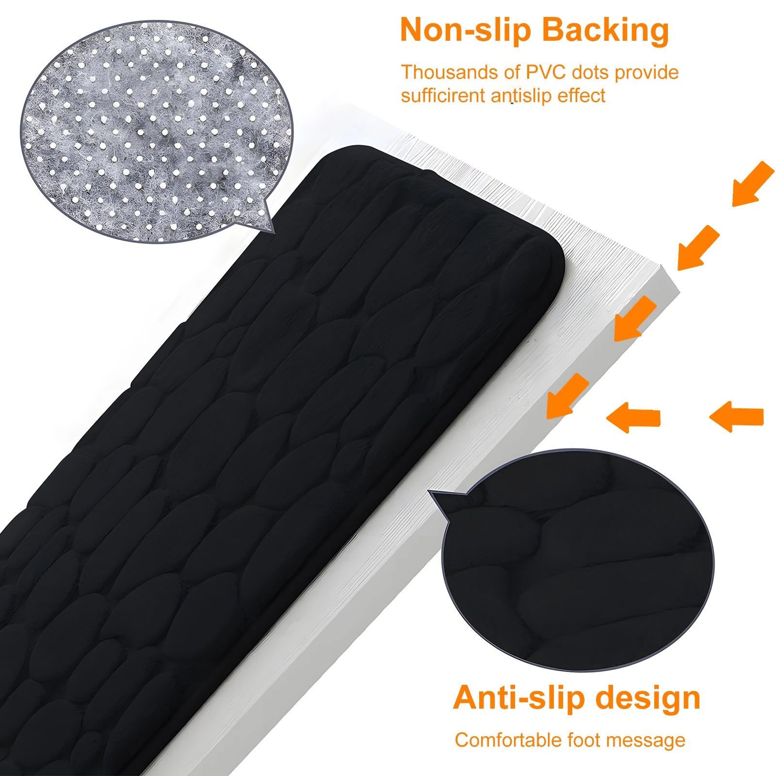 Set de 3 tapis de bain en mousse mémoire — motif pierre, contour WC inclus - Nesty (vue 5)