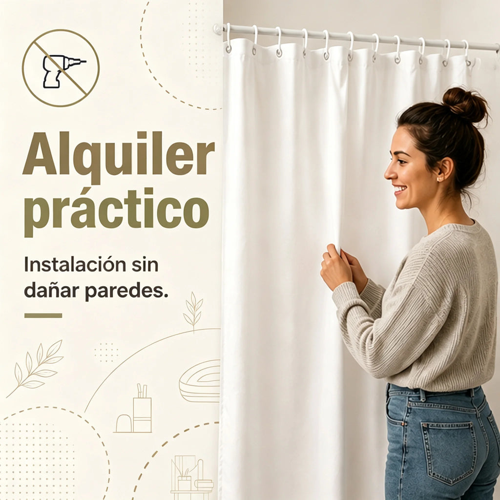 Rideau séparateur de douche en PEVA, teintes douces, lavable en machine - Nesty (vue 4)