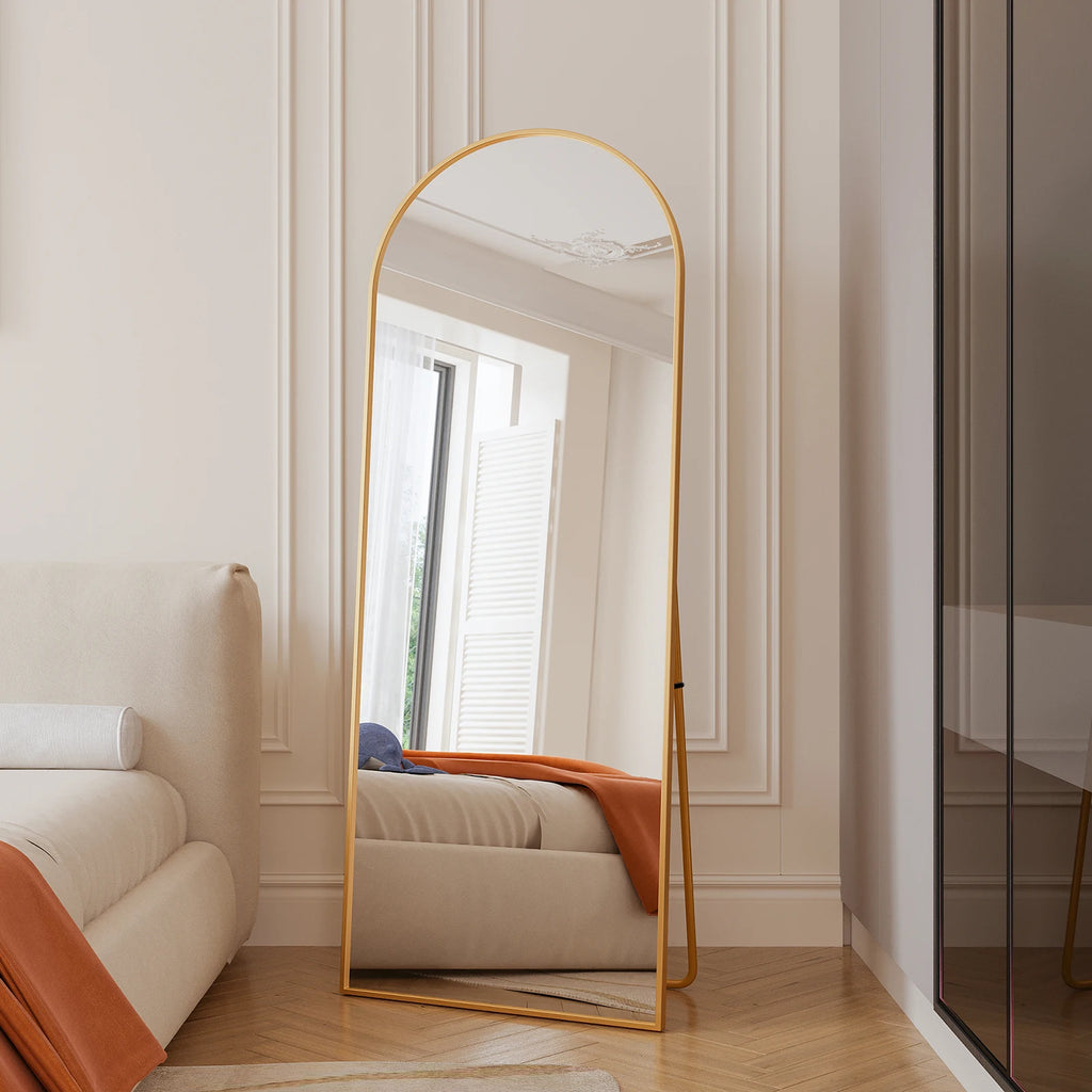 Miroir psyché cintré doré Nesty - Sur pied (vue 5)