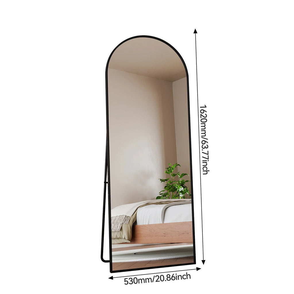 Miroir sur pied cintré noir Nesty - Support intégré (vue 7)