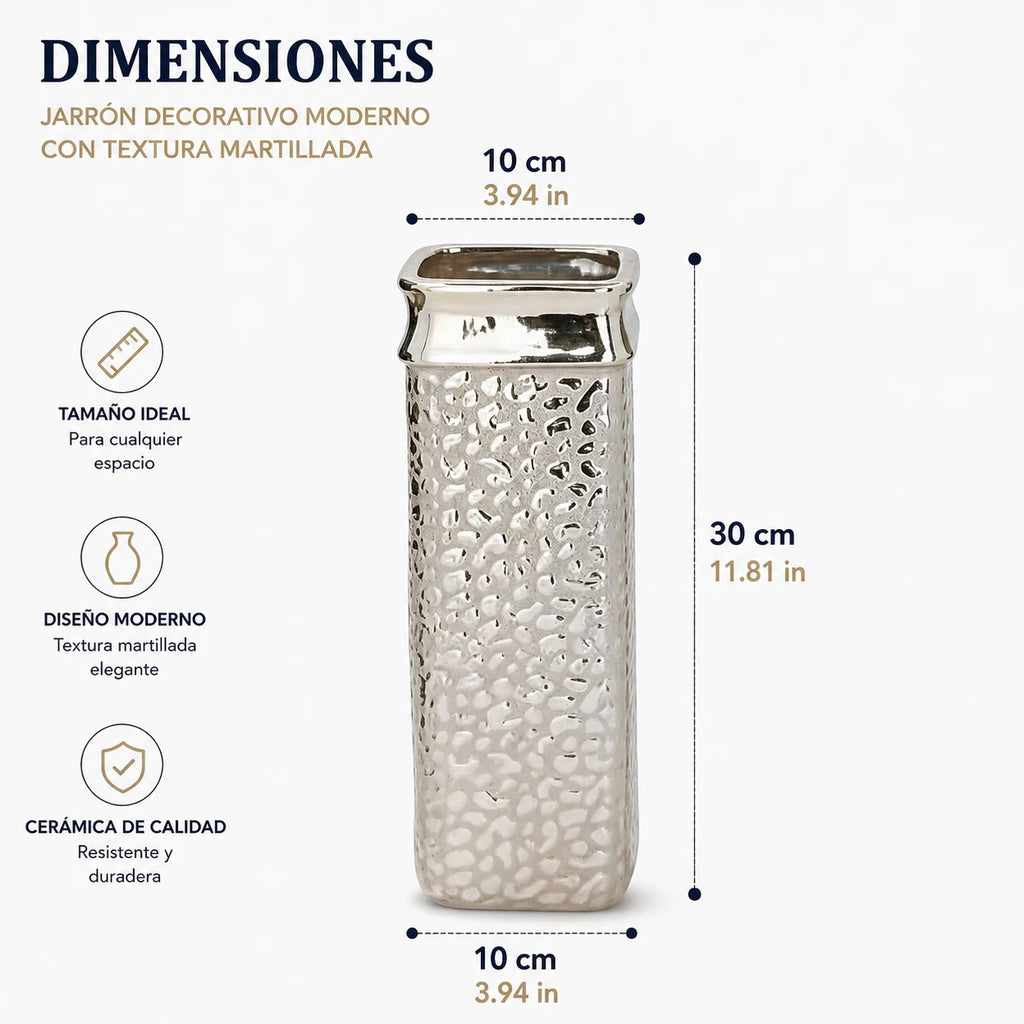 Vase haut en céramique finition métallique argentée - Nesty (vue 4)