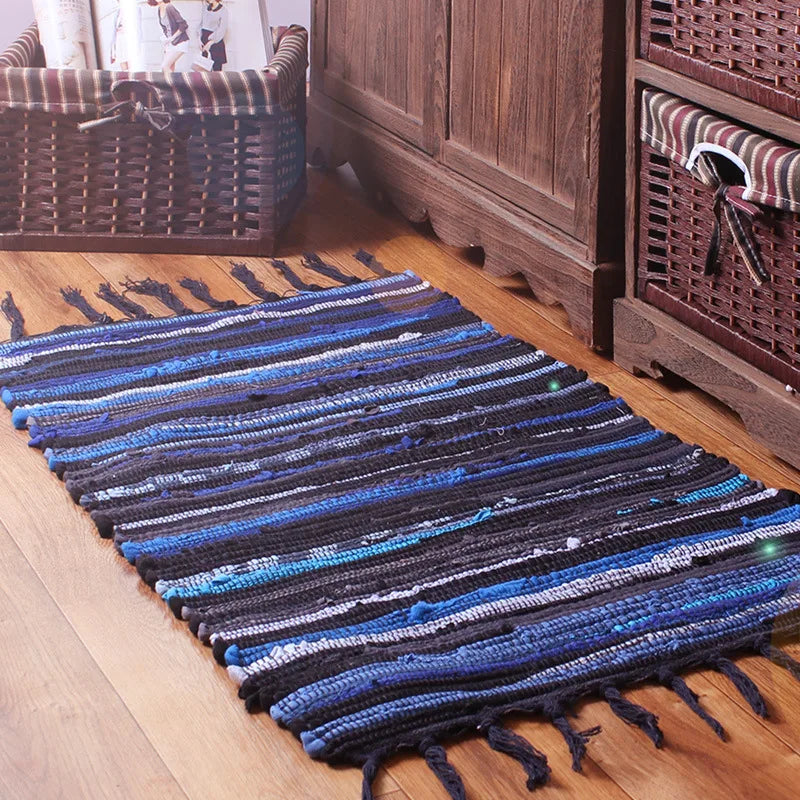Tapis en chiffons tressés — franges bohème - Nesty (vue 8)