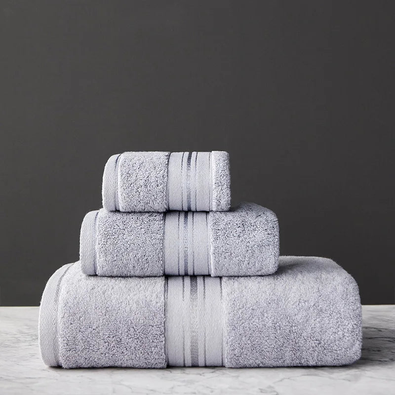 Set de serviettes en coton égyptien — bain et visage, à rayures - Nesty (vue 13)