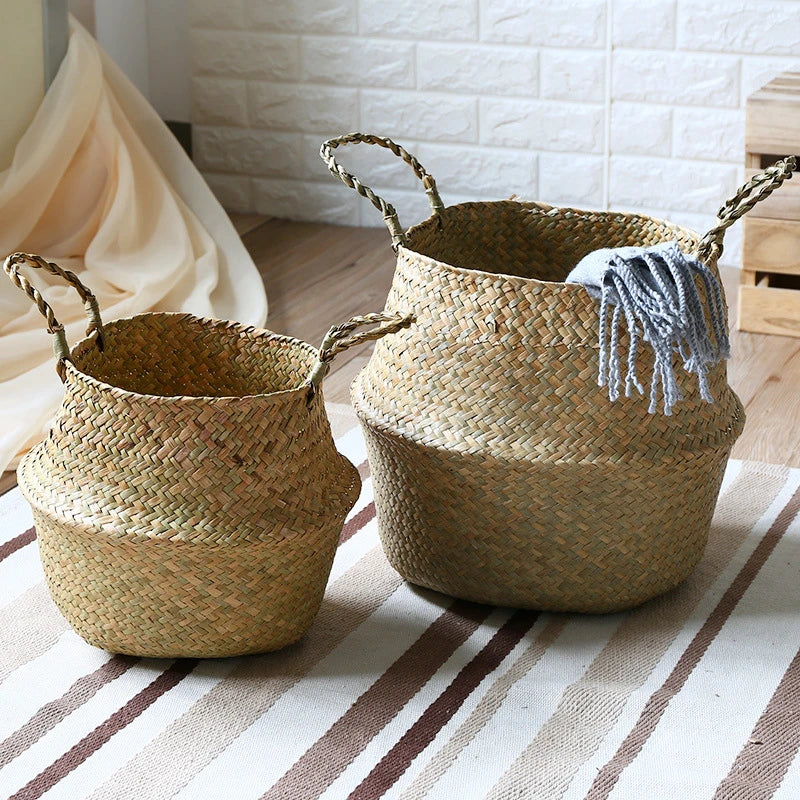 Corbeille tressée pliable en osier, cache-pot et rangement - Nesty (vue 3)