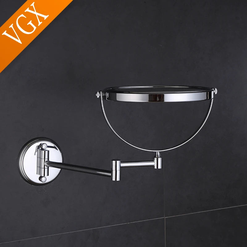 Miroir grossissant x3 double face Nesty - Vue de profil du bras articulé et de la fixation murale (marque VGX)