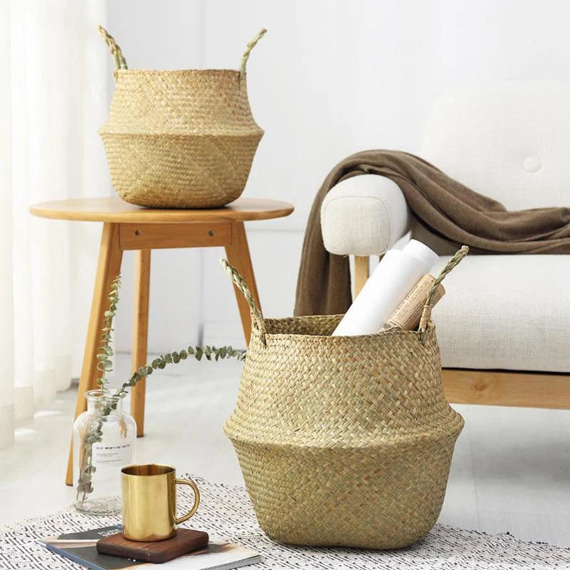 Corbeille tressée pliable en osier, cache-pot et rangement - Nesty (vue 5)
