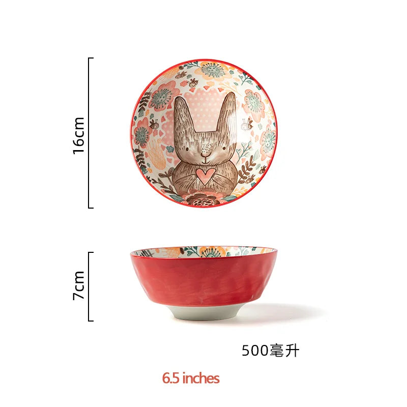 Bol en céramique peint à la main — motif lapin (vue 9) - Nesty