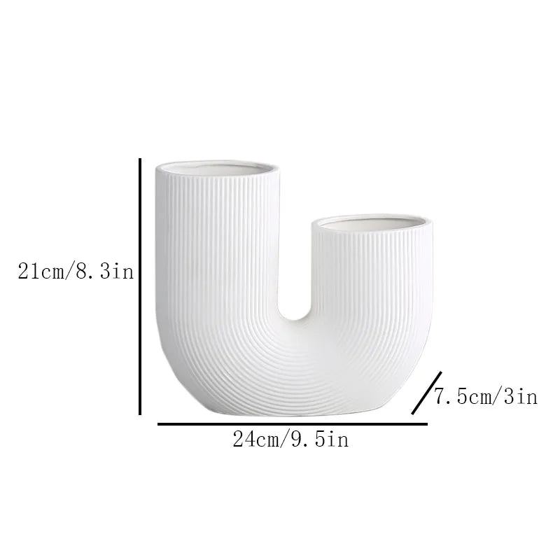 Vase céramique forme U, style nordique épuré (vue 8) - Nesty