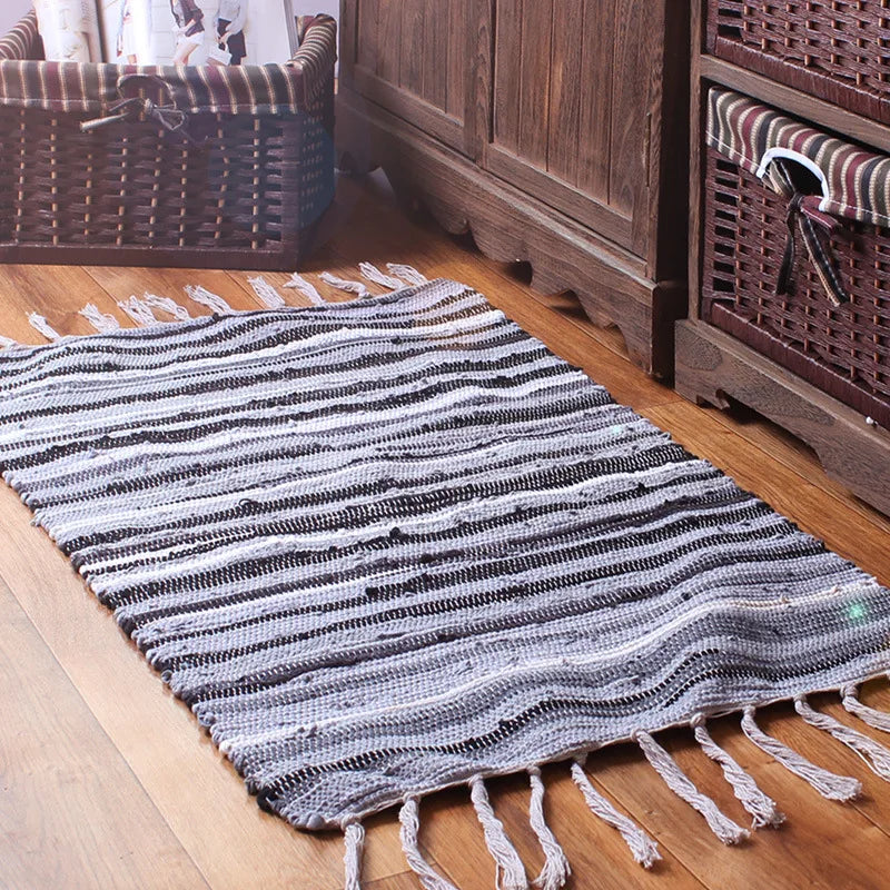 Tapis en chiffons tressés — franges bohème - Nesty (vue 10)
