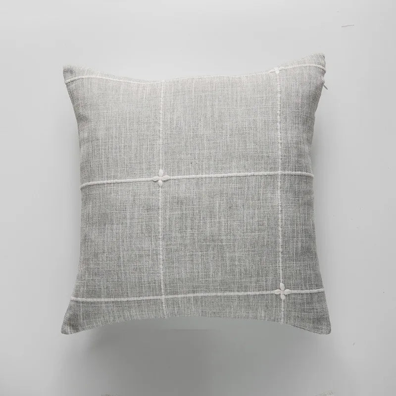 Housse de coussin en coton et lin Nesty - Rouge écarlate, matière épaisse (vue 5)